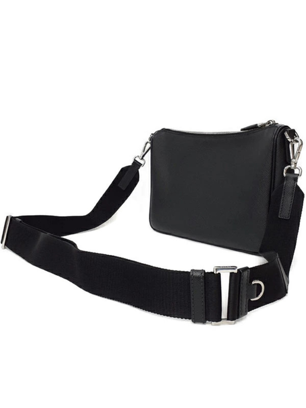 Prada leather shoulder crossbody Saffiano bag Black